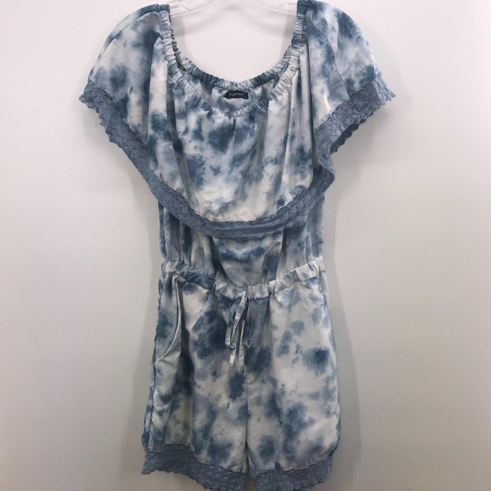 STYLE HOUSE BLUE 1/4 SLEEVE ROMPER‎